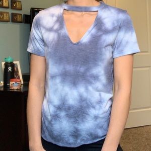 High Neck Cut Out Tie Dye Tee
